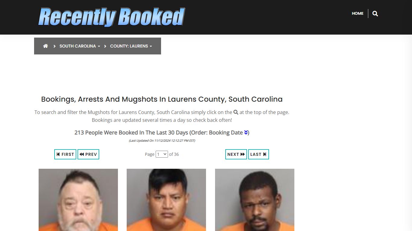 Bookings, Arrests and Mugshots in Laurens County, South Carolina