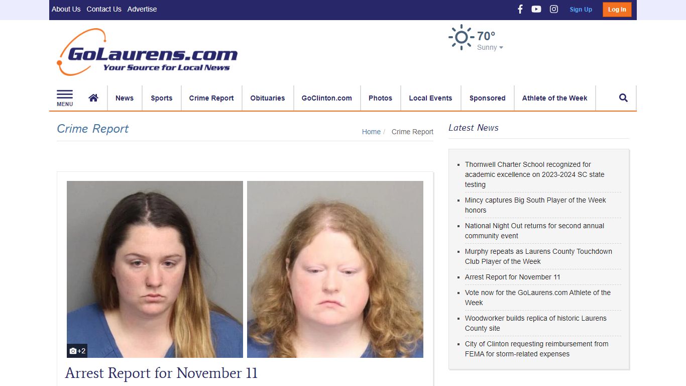 Arrest Report for November 9 - GoLaurens.Com