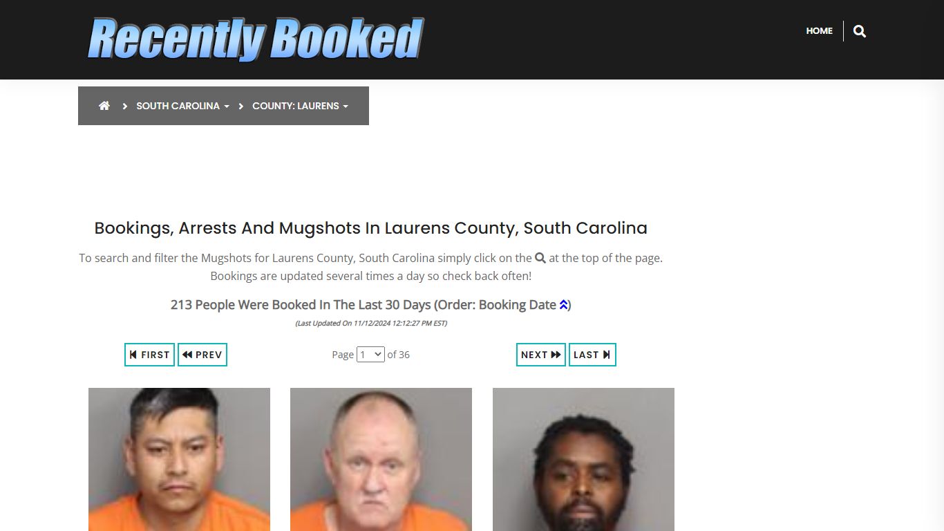 Bookings, Arrests and Mugshots in Laurens County, South Carolina