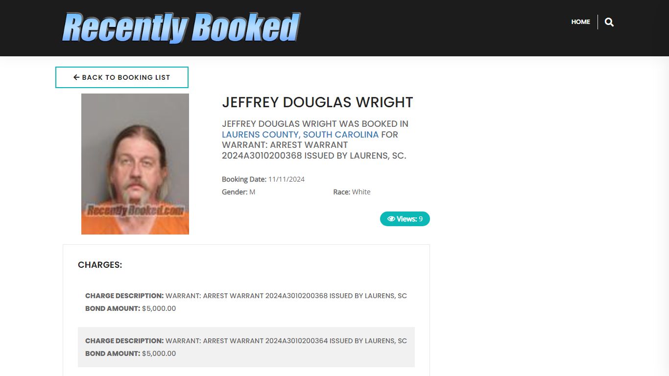 Recent Booking / Mugshot for JEFFREY DOUGLAS WRIGHT in Laurens County ...