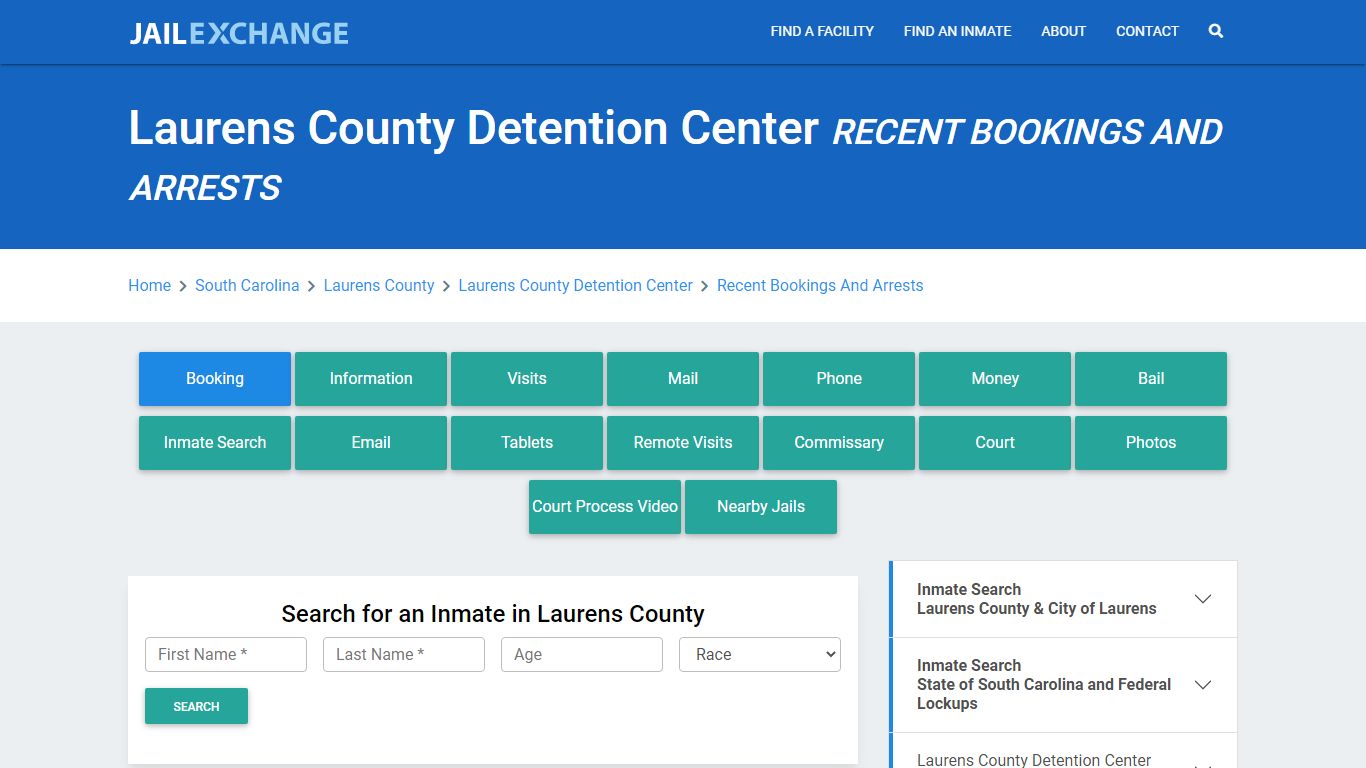 Laurens County Detention Center Recent Bookings And Arrests - Jail Exchange